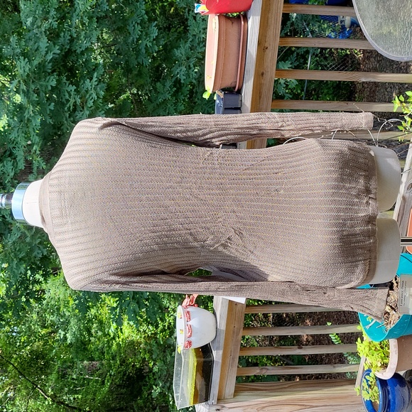 Ladies vintage silk knit short sleeve top with jacket, taupe, Anna Gray, M, NWT - Picture 5 of 14